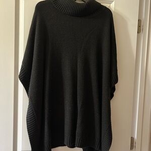 Black LOFT Turtleneck Women's Sweater Poncho